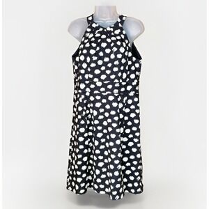 Loft Dress Women 8P Navy White Dot Coastal Cottagecore‎ Resort Nautical Office